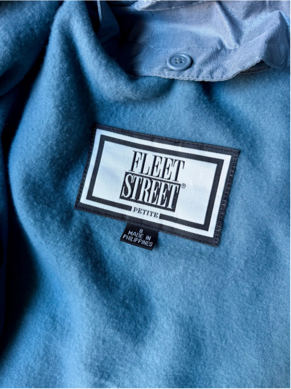 Vintage Fleet Street Slate Blue Raincoat Trench Coat Hooded Removable Liner Size - Picture 4 of 4